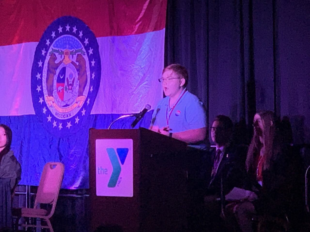 Clayton speaking during his Youth in Government gubernatorial campaign in Jefferson City
