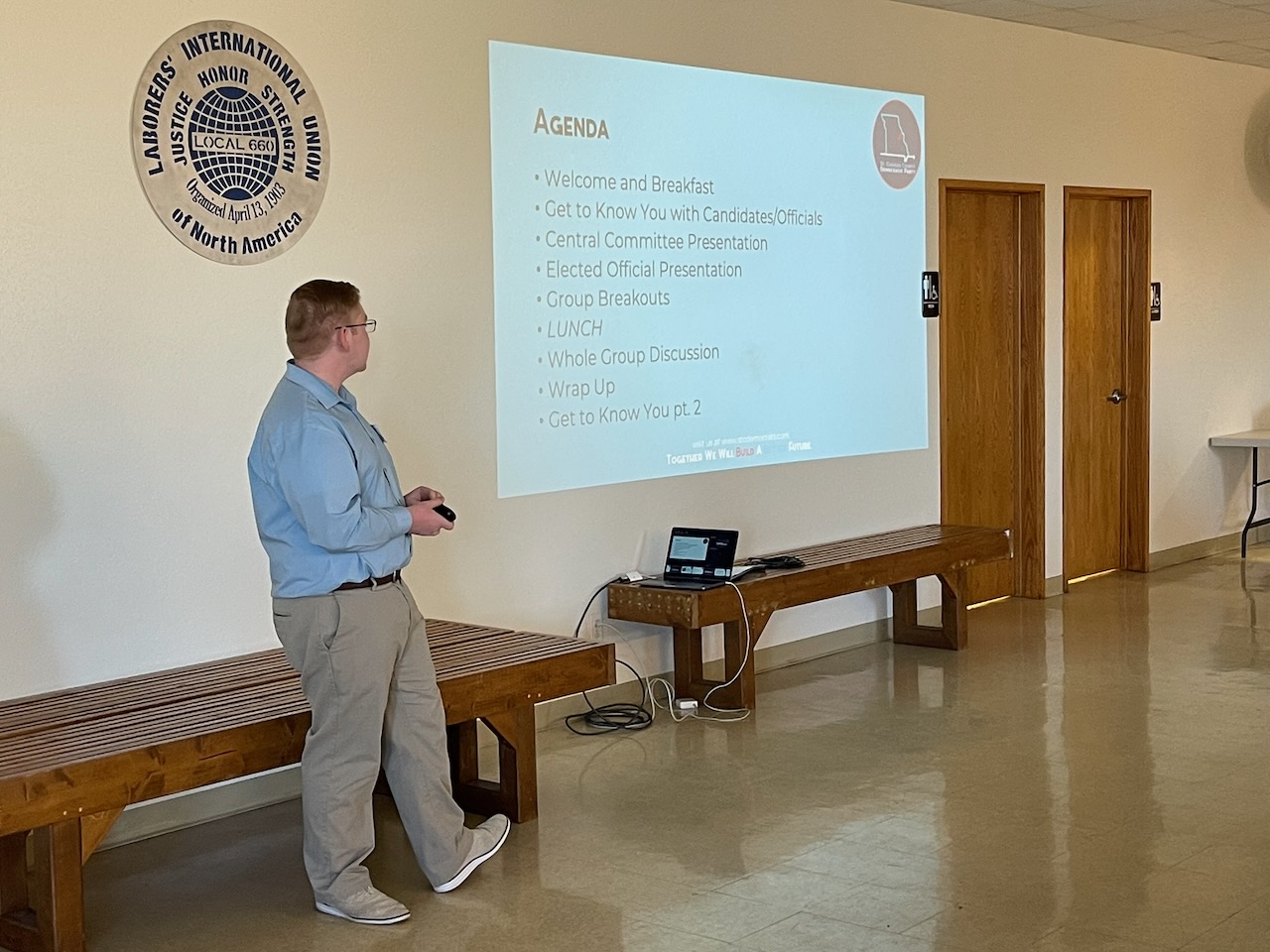Clayton presenting at the first-ever Young Democrats Day, which he created in St. Charles